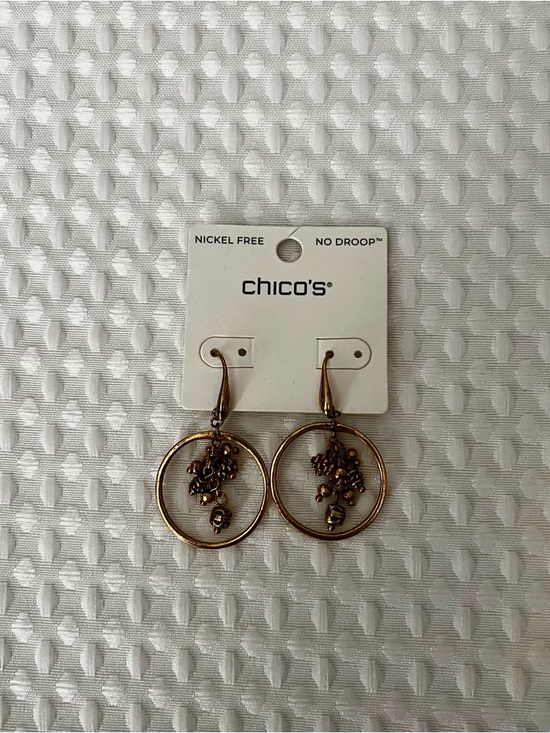 Chico's Jewelry - Chico's Antique Bronze Hoop Earrings with Cluster Charms
